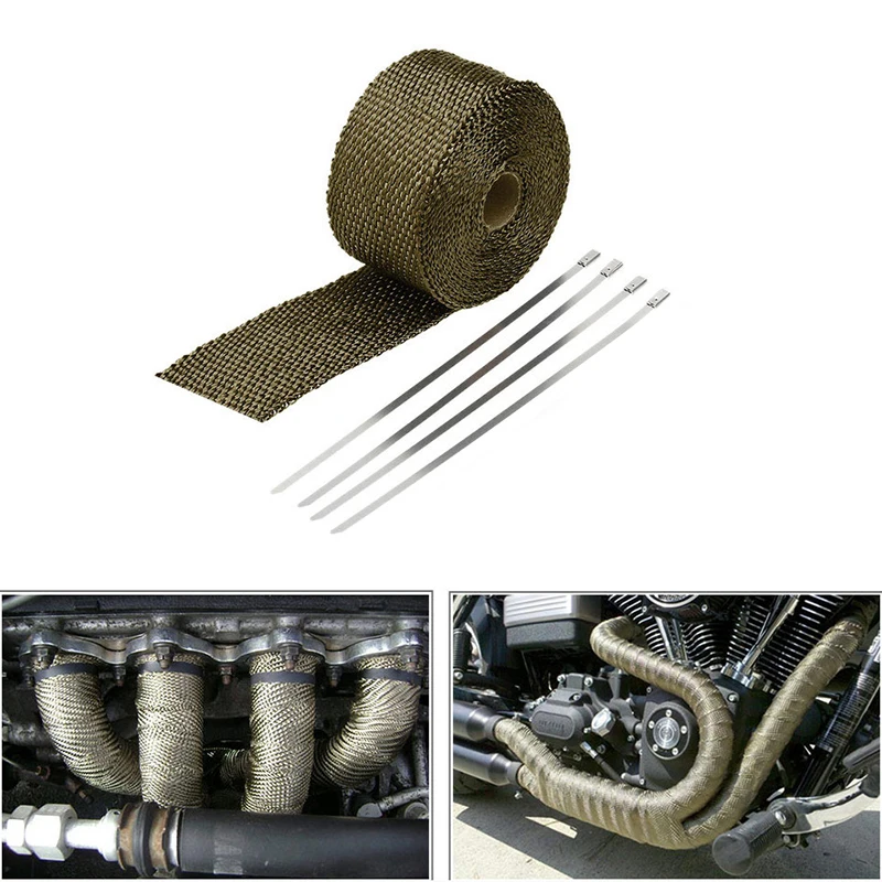 5m Motorcycle Header Pipe Tape Heat Insulating Wrap Pulverized Lava Rock Fiber Heat Shield Cloth Roll with Stainless Ties
5m Motorcycle Header Pipe Tape Heat Insulating Wrap Pulverized Lava Rock Fiber Heat Shield Cloth Roll with Stainless Ties