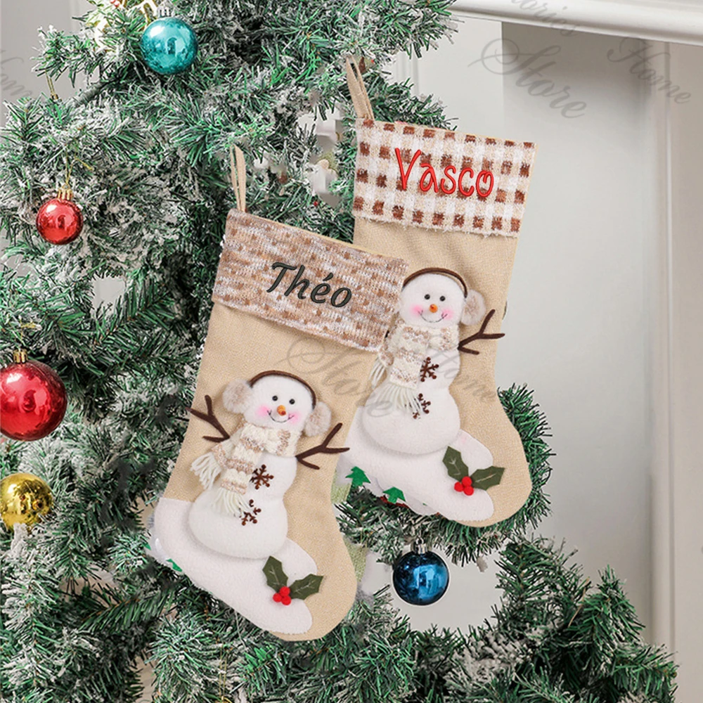 Large Christmas Socks Children's Gift Bag Personalized Name Snowman Christmas Stocking Plaid Stripe Socks Christmas Tree Pendant
Large Christmas Socks Children's Gift Bag Personalized Name Snowman Christmas Stocking Plaid Stripe Socks Christmas Tree Pendant