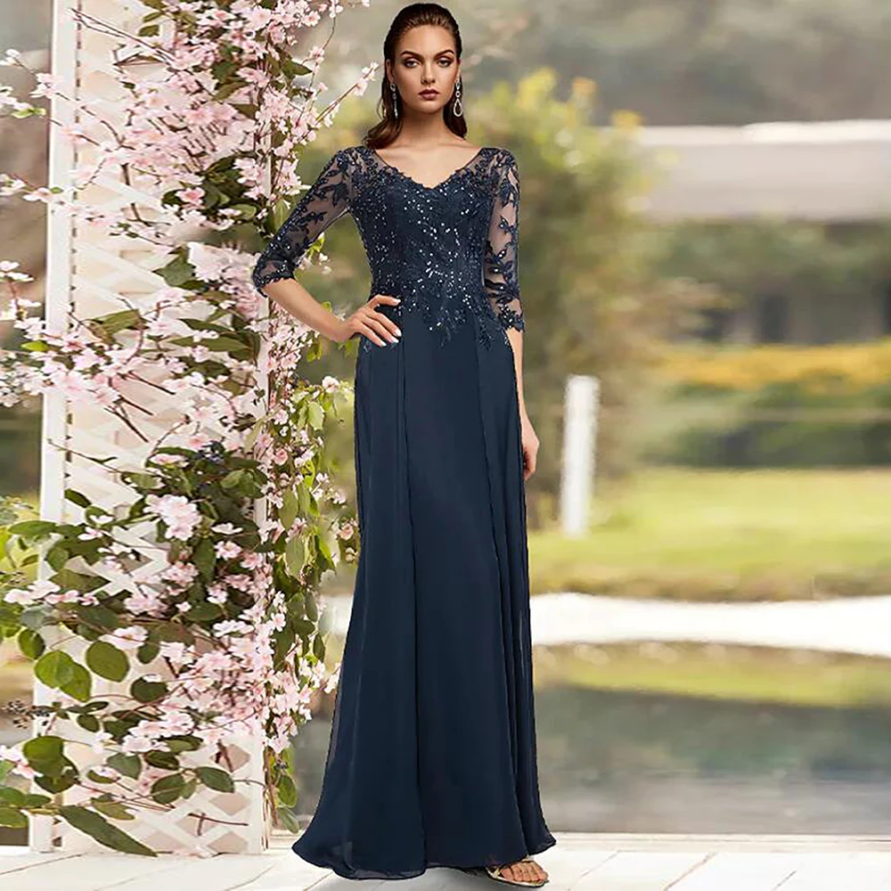 Charming Navy Mother Of Bride Dresses Floor Length Chiffon Applique Lace Dress for Wedding 2024 Summer Mère Formelle
Charming Navy Mother Of Bride Dresses Floor Length Chiffon Applique Lace Dress for Wedding 2024 Summer Mère Formelle