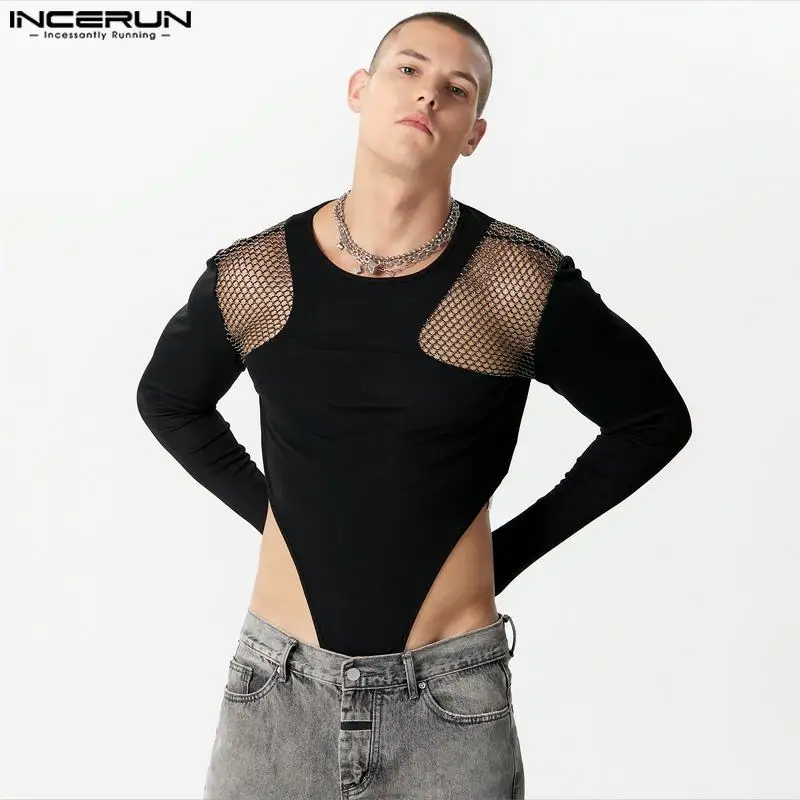 Men Bodysuits Mesh Patchwork O-neck Long Sleeve Transparent Fitness Rompers Streetwear 2023 Fashion Male Bodysuit S-5XL INCERUN
Men Bodysuits Mesh Patchwork O-neck Long Sleeve Transparent Fitness Rompers Streetwear 2023 Fashion Male Bodysuit S-5XL INCERUN