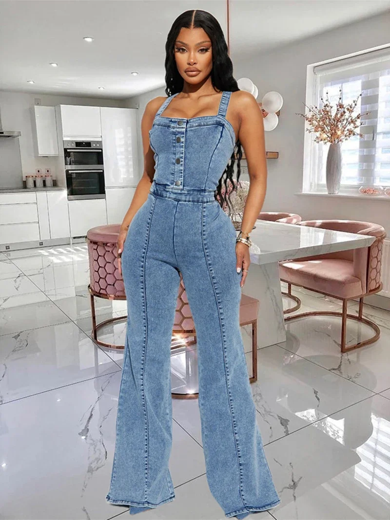 Streetwear Jean Jumpsuit Women Summer Clothes Button Up Bodycon Denim Pants Strappy Rompers Playsuits One Piece Overalls Outfits
Streetwear Jean Jumpsuit Women Summer Clothes Button Up Bodycon Denim Pants Strappy Rompers Playsuits One Piece Overalls Outfits