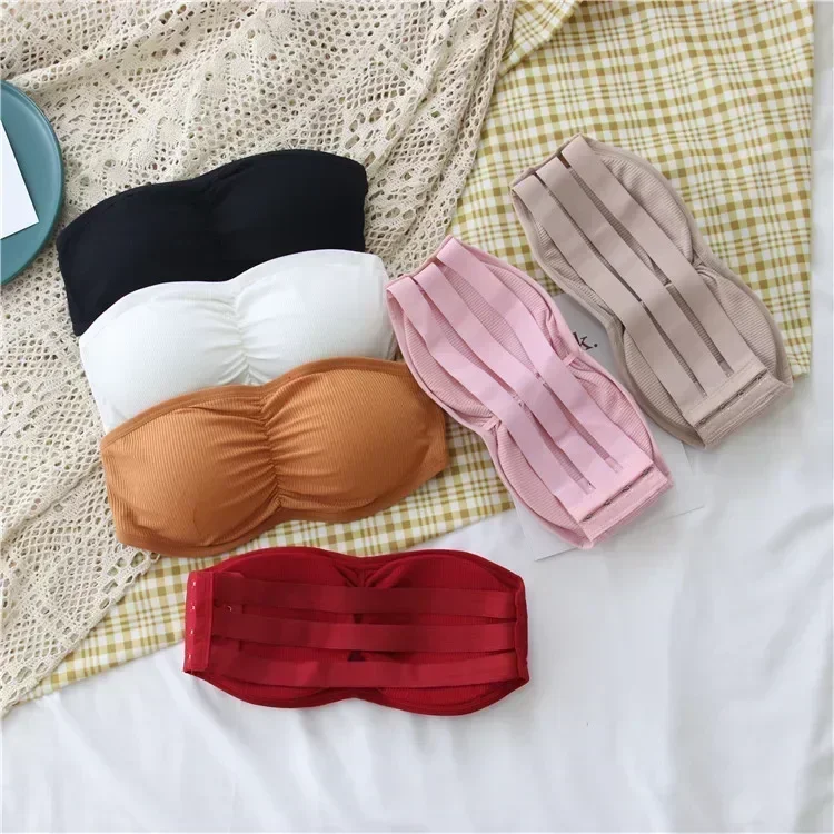 Women's Invisible Strapless Bra with Removable Pads Sexy Underwear Tube Top Girls One-piece Backless Lingerie Cropped Tanks Women's Invisible Strapless Bra with Removable Pads Sexy Underwear Tube Top Girls One-piece Backless Lingerie Cropped Tanks