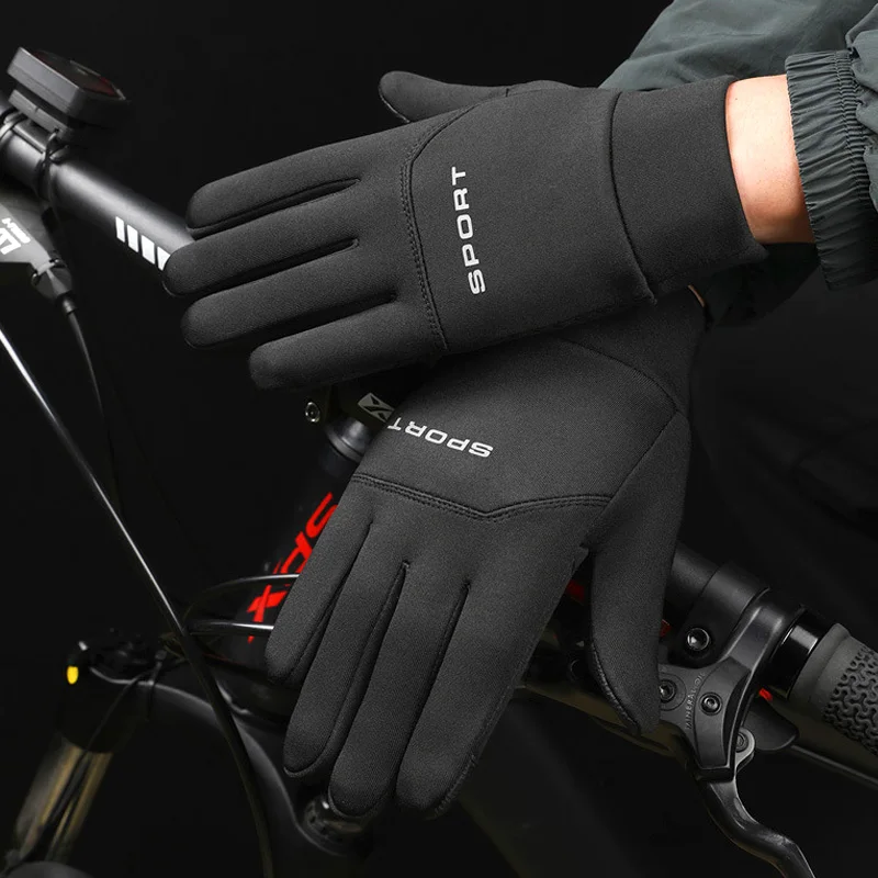 

Men Anti-Skid Full Fingers Cycling Gloves Waterproof Keep Warm Touch Screen Fleece Lining Sports Outdoor Non-Slip Winter