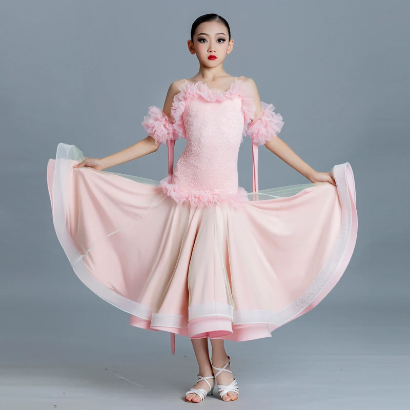

Розовое платье для бальных танцев, платье для соревнований для девочек, одежда для танго на шнуровке, одежда для выступлений, костюм для выпускного вальса, танца VDB6153