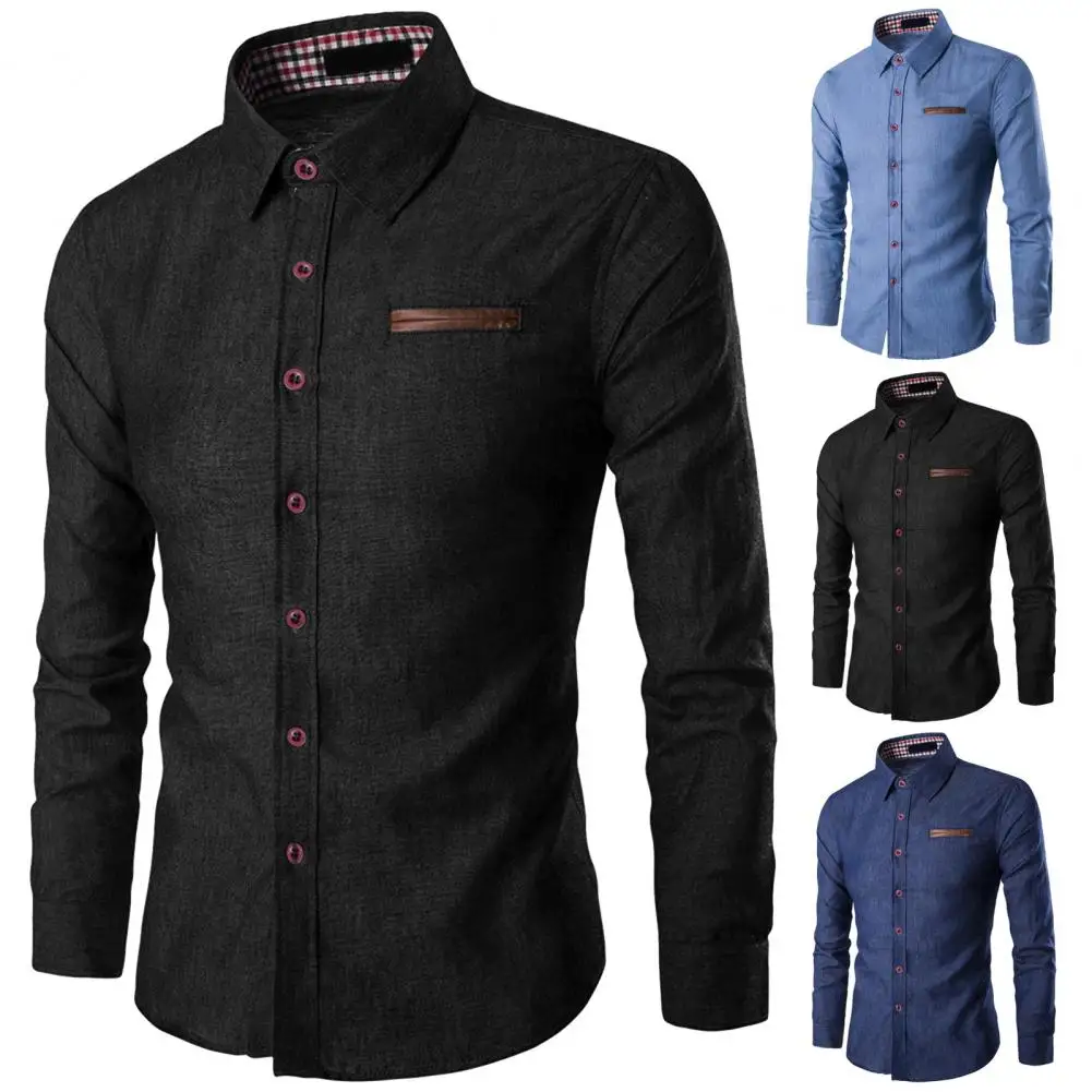 Lapel Men Shirt Men Long Sleeve Shirt Versatile Men's Slim Fit Lapel Shirt Solid Color Long Sleeve Single-breasted Spring/autumn
Lapel Men Shirt Men Long Sleeve Shirt Versatile Men's Slim Fit Lapel Shirt Solid Color Long Sleeve Single-breasted Spring/autumn