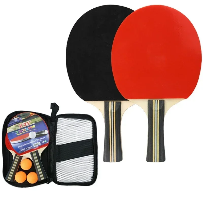 

High quality Portable Ping Pong Racket Set Table Tennis Blade Rackets Paddle of 2 Long Handle Ping Pong Paddles + 3 balls
