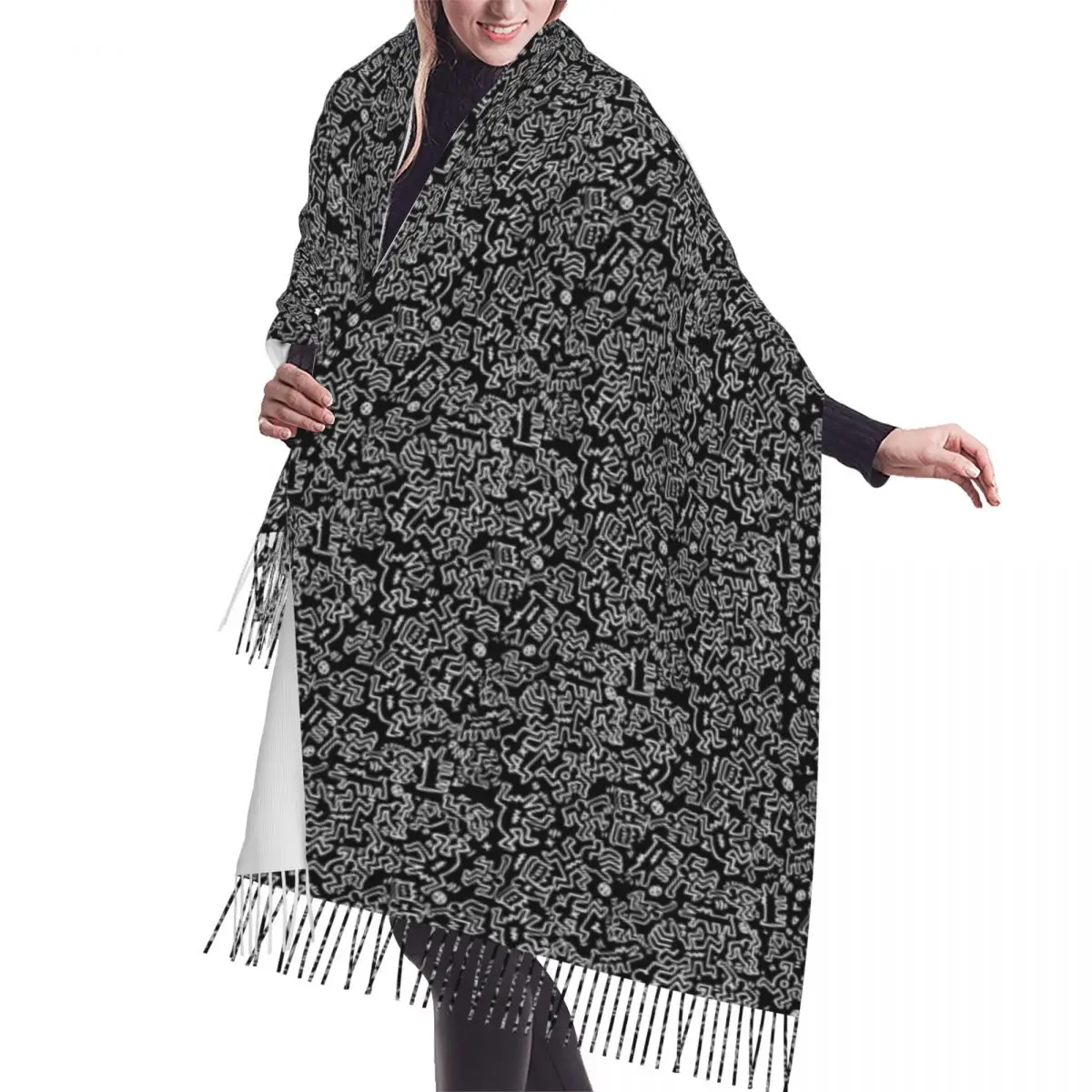 Eightball Black Abstract Haring Dance Scarf Wrap Women Long Winter Warm Tassel Shawl Unisex Fashion Versatile Gift Scarves
Eightball Black Abstract Haring Dance Scarf Wrap Women Long Winter Warm Tassel Shawl Unisex Fashion Versatile Gift Scarves