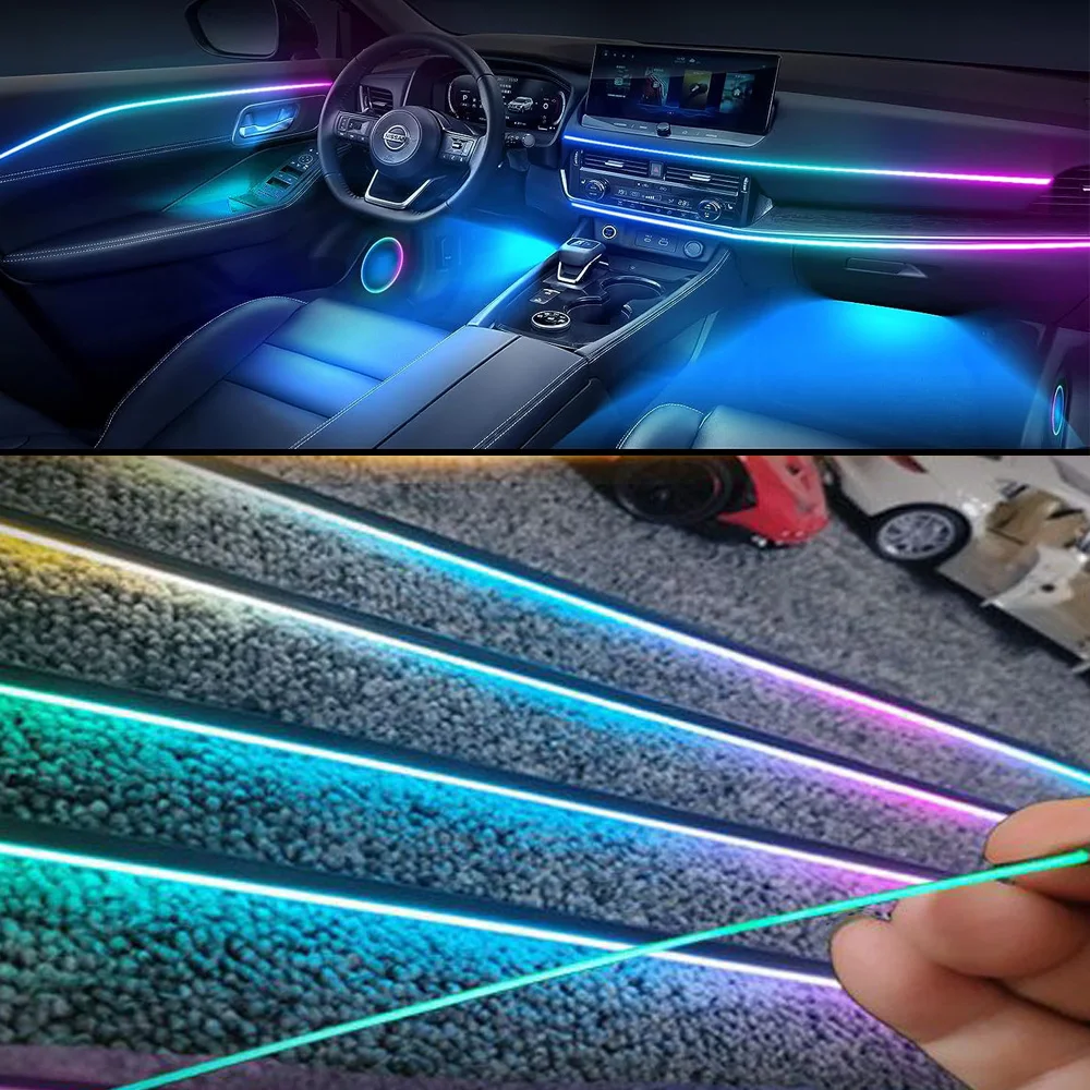

64 Color RGB Symphony Car Atmosphere Interior LED Acrylic Guide Fiber Optic Universal Decoration Ambient Lights 14 /18 / 22 in 1