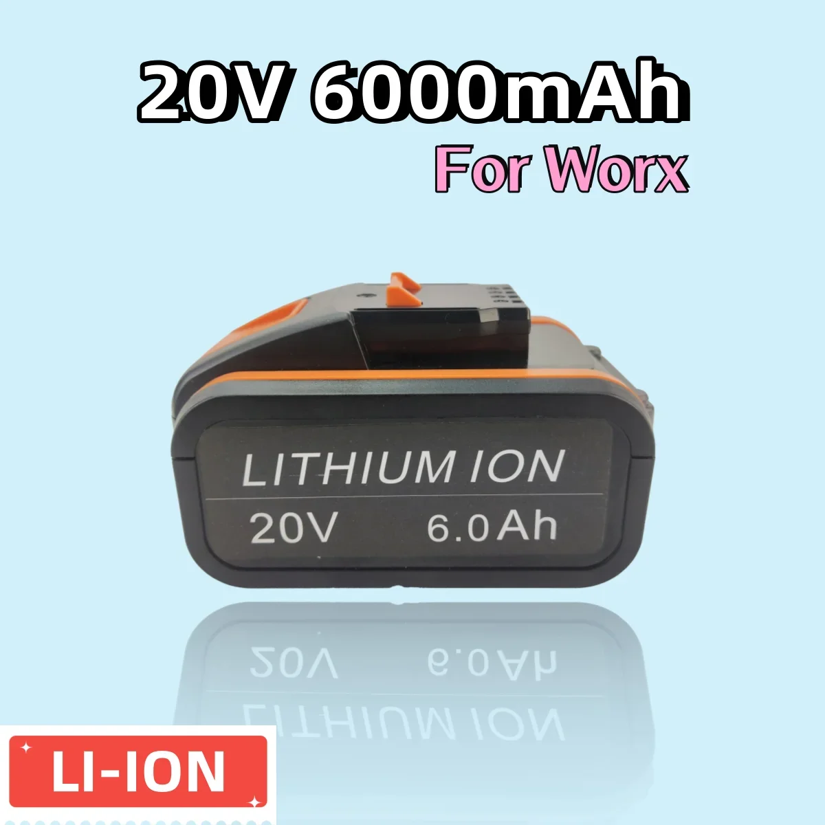 

For Worx MaxCordless power tools WA3551 WA3553 WA3641 WX373 WX390 20V 6000mAh Rechargeable Li-iOn Battery