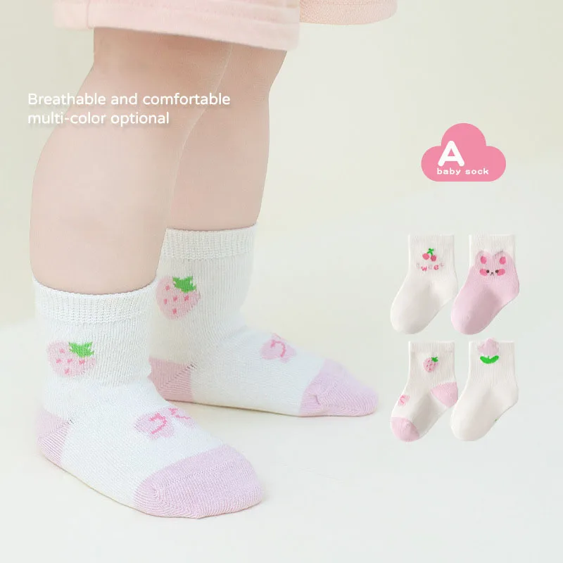 

Новые весенние детские носки MILANCEL, детские милые носки с кроликом в виде клубники для девочек, 5 пар в комплекте