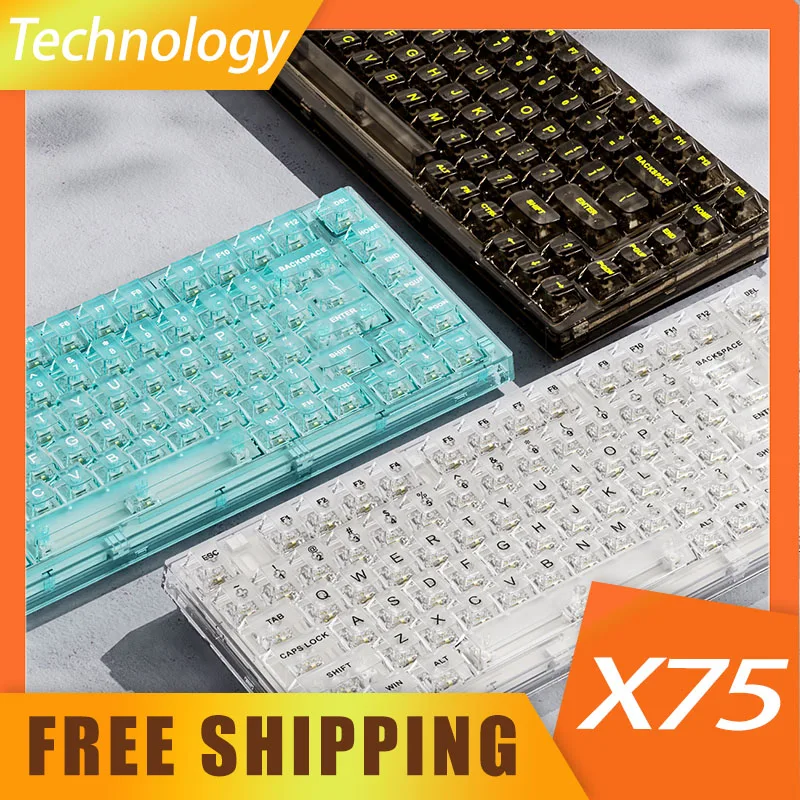 Xinmeng X75 Mechanical Keyboard Wireless Tri-Mode Keyboard Rgb Custom Transparent Gasket Keyboard For Office Computer Gifts
Xinmeng X75 Mechanical Keyboard Wireless Tri-Mode Keyboard Rgb Custom Transparent Gasket Keyboard For Office Computer Gifts