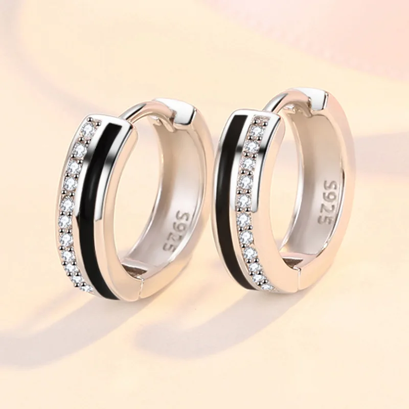 Boucles d'oreilles rondes noires pour femmes, bijoux classiques de haute qualité, nouvelle collection 3