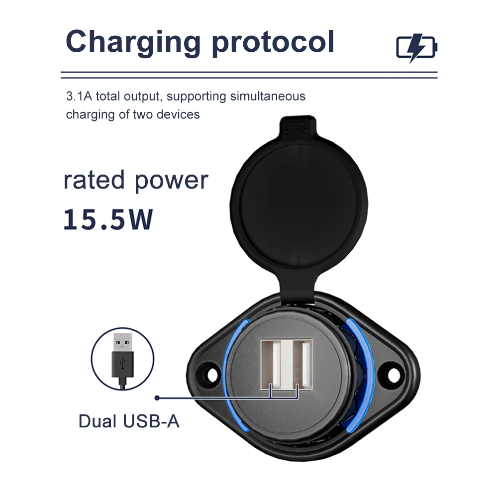 

Dual USB Charger Adapter QC3.0 Charger Socket PD Charging Car Phone Charger Type C Port 12/24V for Car ATV UTV Caravan