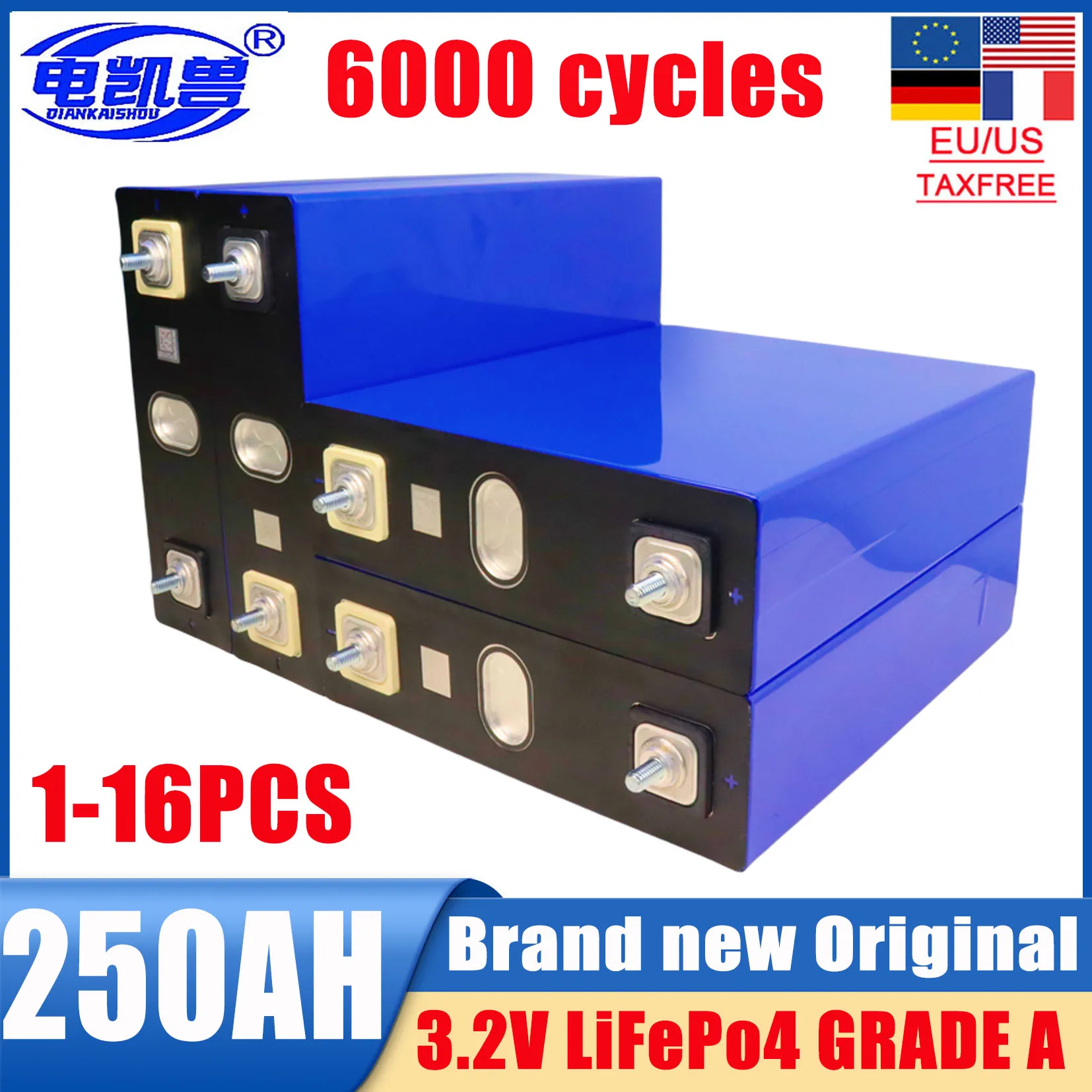 1-16pcs 3.2V 250ah Lifepo4 Rechargeable Battery 3c Lithium Iron Phosphate DIY 12V 24V Electric Car Boat Solar Storage RV Inverte
1-16pcs 3.2V 250ah Lifepo4 Rechargeable Battery 3c Lithium Iron Phosphate DIY 12V 24V Electric Car Boat Solar Storage RV Inverte