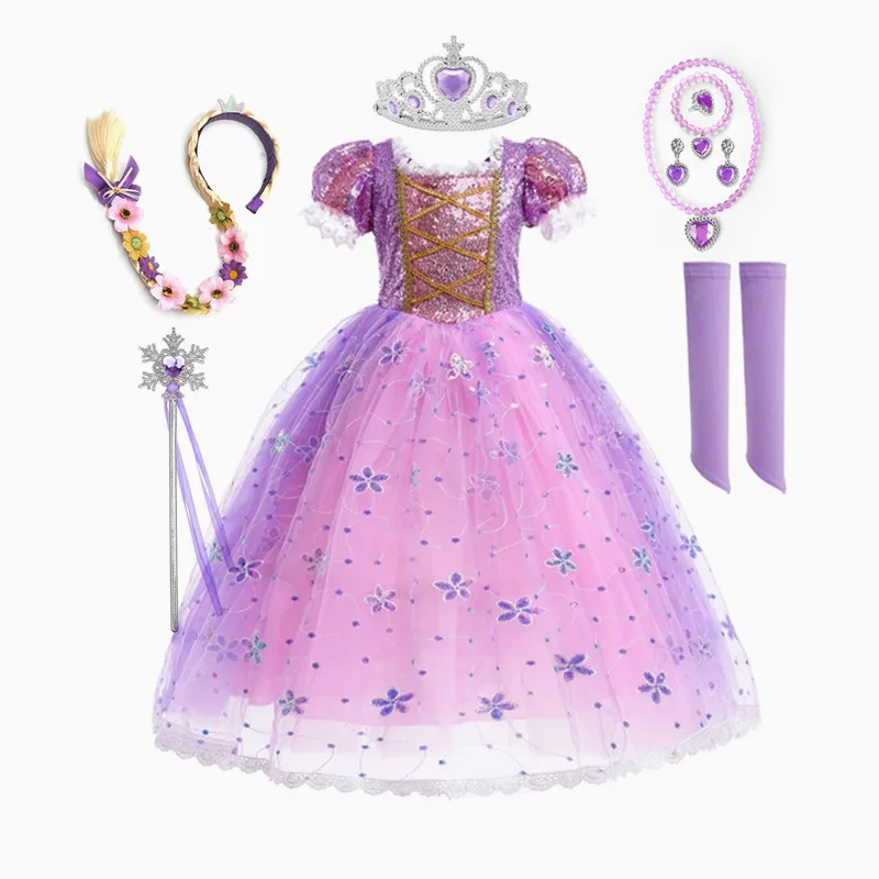 Rapunzel Princess Cosplay Dress Girl Halloween Party Vestido Kids Birthday Christmas Dresses With Crown Wand Gloves Wig Set
Rapunzel Princess Cosplay Dress Girl Halloween Party Vestido Kids Birthday Christmas Dresses With Crown Wand Gloves Wig Set