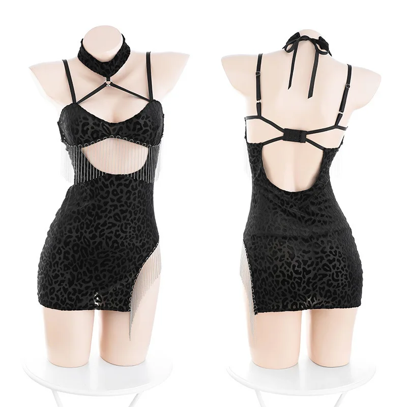 Anime Leopard Print Uniform Cosplay Fringed Dress T Pants Jumpsuits Halter Neck Backless Suit Underwear Halloween Costume
Anime Leopard Print Uniform Cosplay Fringed Dress T Pants Jumpsuits Halter Neck Backless Suit Underwear Halloween Costume