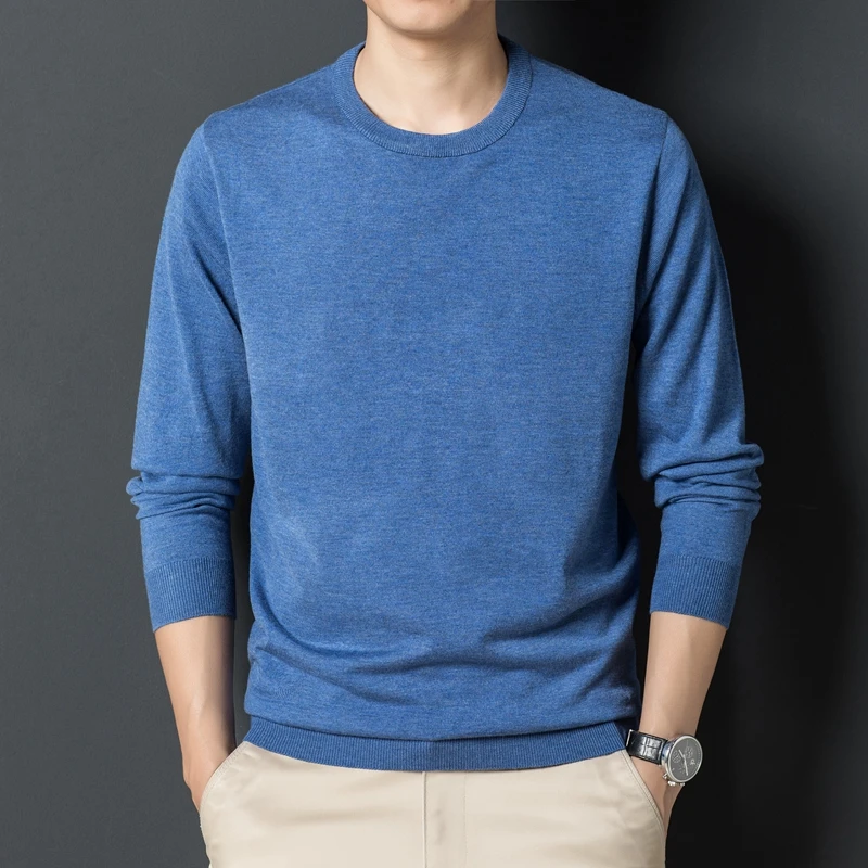 Мужской шерстяной вязаный свитер, повседневный облегающий джемпер с круглым вырезом и длинными рукавами, трикотажная футболка для весны и осени
Мужской шерстяной вязаный свитер, повседневный облегающий джемпер с круглым вырезом и длинными рукавами, трикотажная футболка для весны и осени