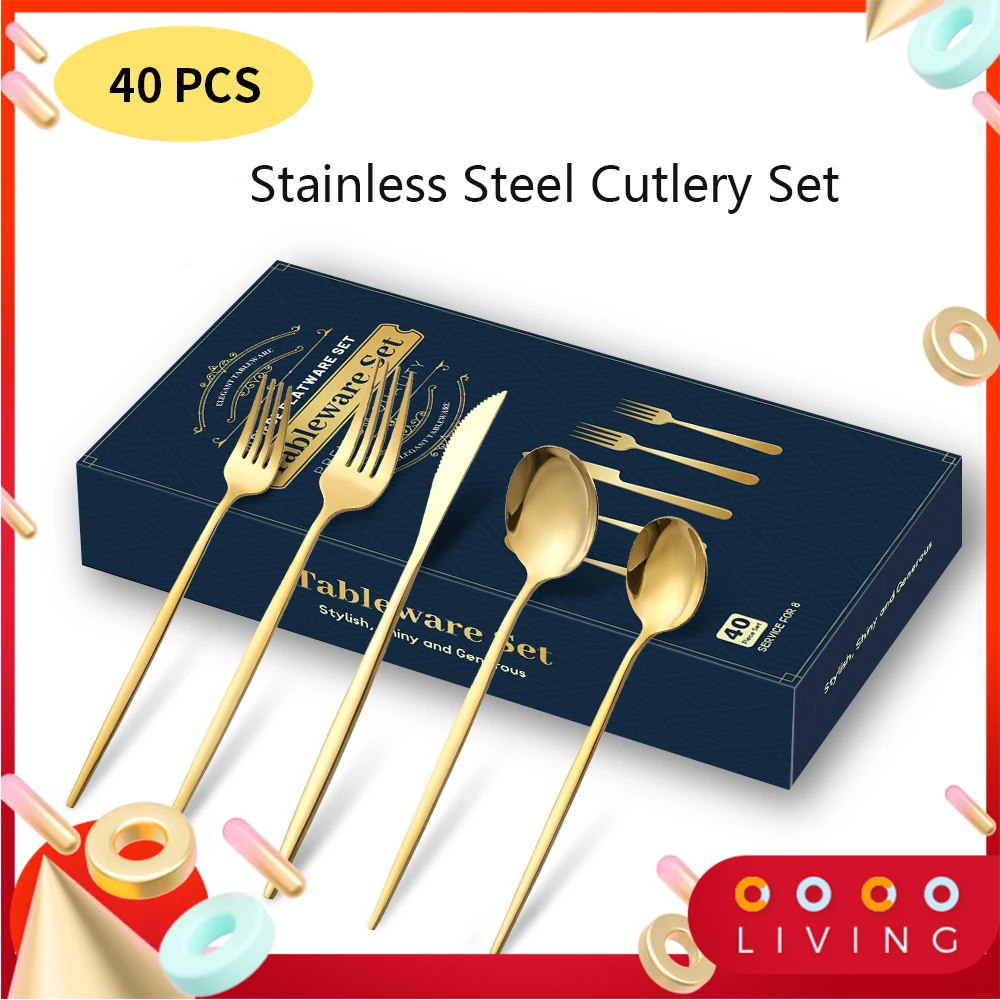 40 pcs Western Dinnerware Set Stainless Steel Cutlery Set Fork Knife Spoon Tableware Set Flatware Set Silverware Set
40 pcs Western Dinnerware Set Stainless Steel Cutlery Set Fork Knife Spoon Tableware Set Flatware Set Silverware Set