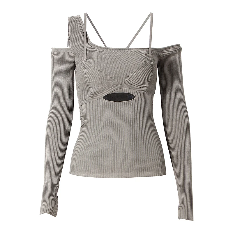 Hollow Sexy Off-shoulder Knitted Sweater Loose and Irregular Tailoring Oblique Collar Long-sleeved Women's Pullover 2021 New
Hollow Sexy Off-shoulder Knitted Sweater Loose and Irregular Tailoring Oblique Collar Long-sleeved Women's Pullover 2021 New