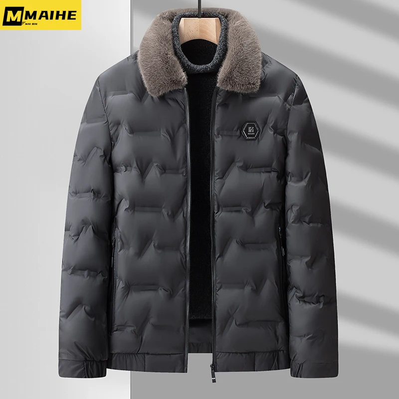 

Роскошная брендовая мужская хлопковая куртка, модная повседневная утепленная круглая куртка, теплая ветрозащитная Мужская зимняя одежда с графеновым нагревом