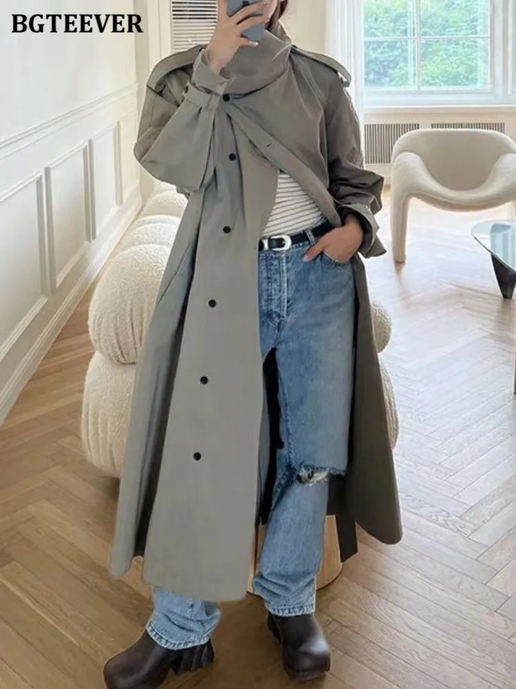 BGTEEVER Stylish Loose Double Breasted Overcoat Women Long Sleeve Belted Oversize Solid Trench Coat Female Autumn Winter
BGTEEVER Stylish Loose Double Breasted Overcoat Women Long Sleeve Belted Oversize Solid Trench Coat Female Autumn Winter