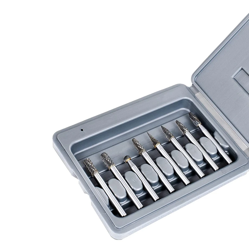 Double Cut Carbide Burr Set ¼In Shank 8PCS - Tungsten Carbide Die Grinder Bits - Rotary Rasp- Versatile Rotary Tool Bits Silver
Double Cut Carbide Burr Set ¼In Shank 8PCS - Tungsten Carbide Die Grinder Bits - Rotary Rasp- Versatile Rotary Tool Bits Silver