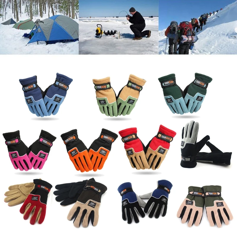 

Winter Warm Thermal Motorcycle Gloves Fleece Mittens For Women Men Snow Sports Hiking Back Windproof Lightweight