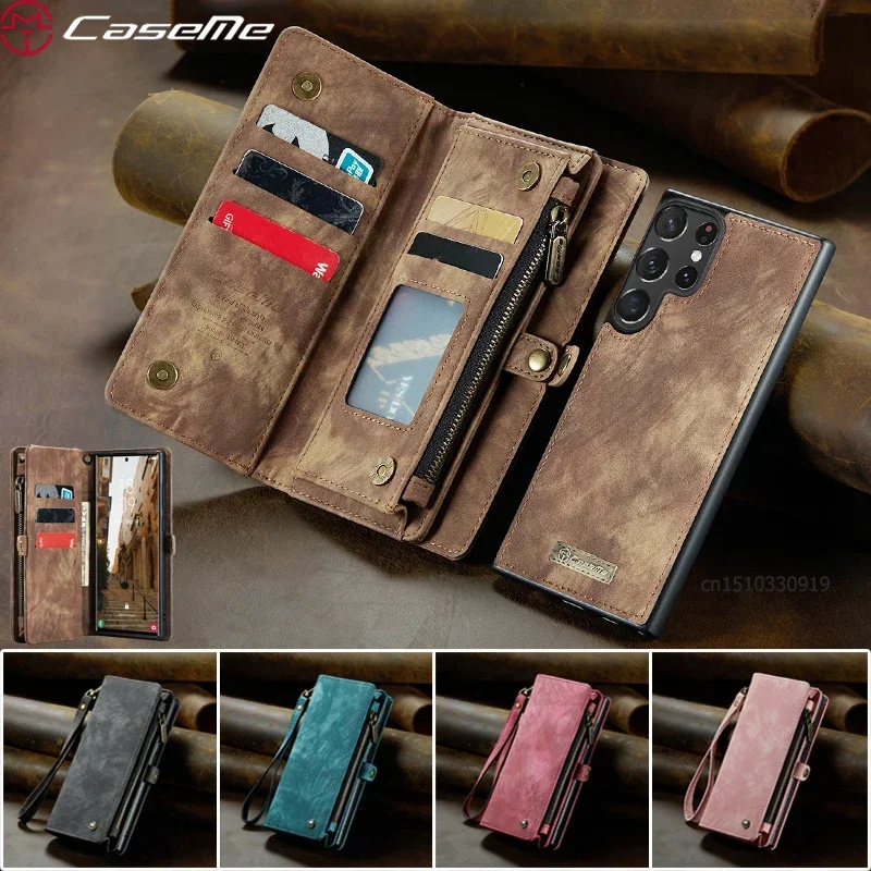 

Кожаный чехол-книжка с ремешком для Samsung Galaxy S24 S23 S22 S21 fe S20 Plus Ultra Note20 A14 A34 A54 A15