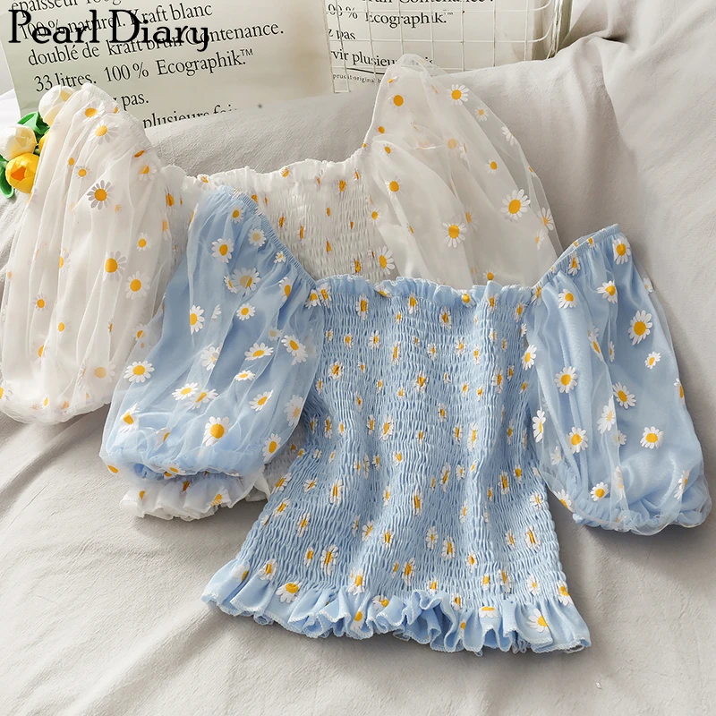 Liba Sin Women Daisy Floral Top Puff Sleeve Mesh Blouse Smocking Short Top Summer Daisy Print Mesh Slash Neck Sweet Top
Liba Sin Women Daisy Floral Top Puff Sleeve Mesh Blouse Smocking Short Top Summer Daisy Print Mesh Slash Neck Sweet Top