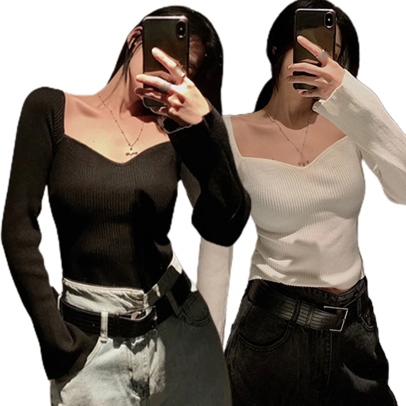 Women Slim-Fit Sweater Tops Knitted Bottoming Shirt Casual Off Shoulder Blouse Long Sleeves Black for Autumn Female Dropship
Women Slim-Fit Sweater Tops Knitted Bottoming Shirt Casual Off Shoulder Blouse Long Sleeves Black for Autumn Female Dropship