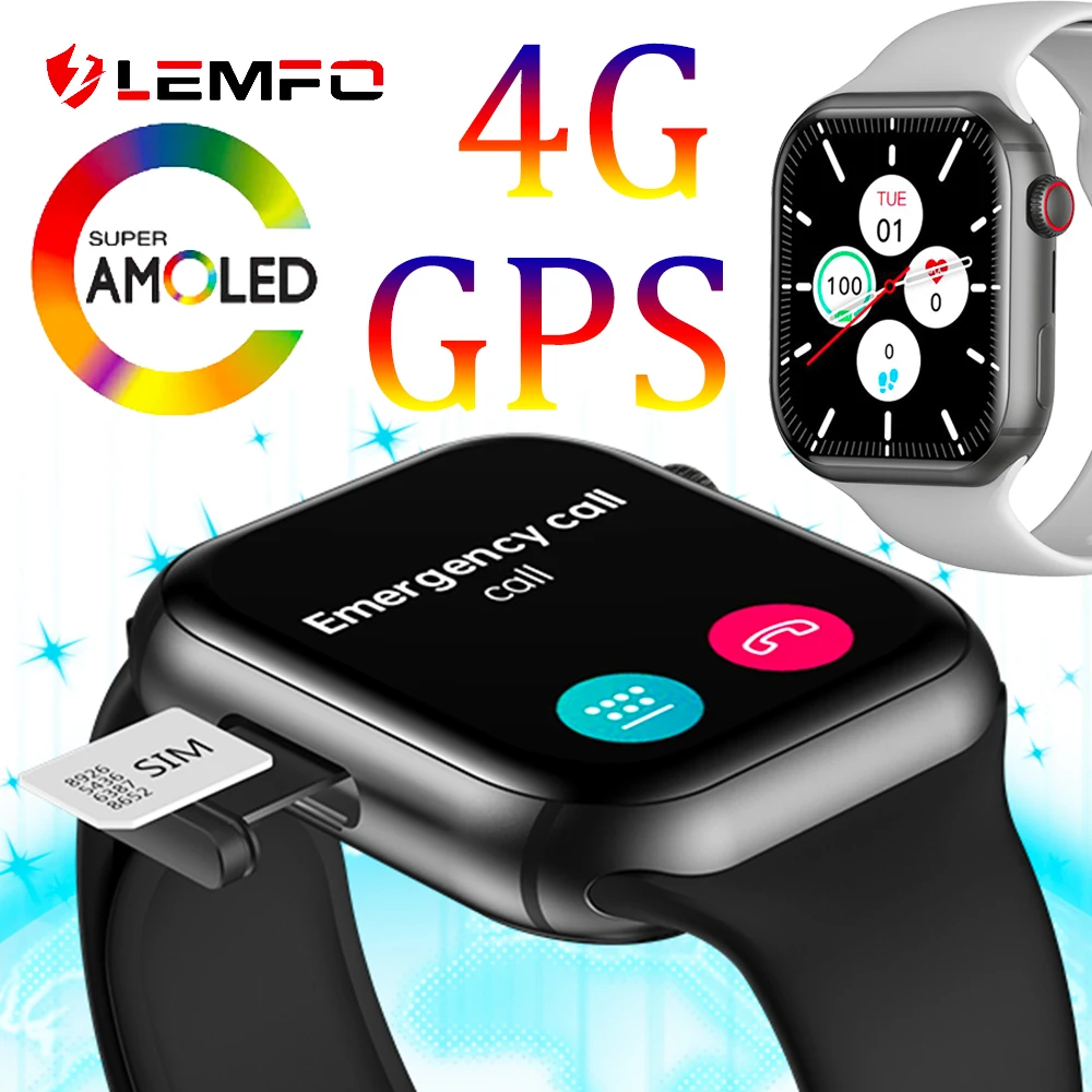 

Lemado AMOLED LTE 4G GPS Smart watches for men women with SIM Card WiFi 4G 64G Smartwatch 800mAh Quad Core BT5.2 2.0" 320*385 HD