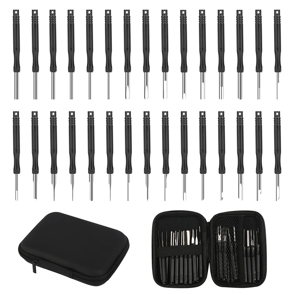 

30pcs/set Car Terminal Removal Tool Kit Automobile Disassembly Tools Electrical Wiring Crimp Connector Pin Extractor Set Key Box