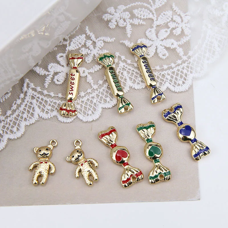 10pcs/lot Sweet Candy bow bear Enamel Charms Fashion Jewelry Earring DIY Making Charms Gold Color
10pcs/lot Sweet Candy bow bear Enamel Charms Fashion Jewelry Earring DIY Making Charms Gold Color