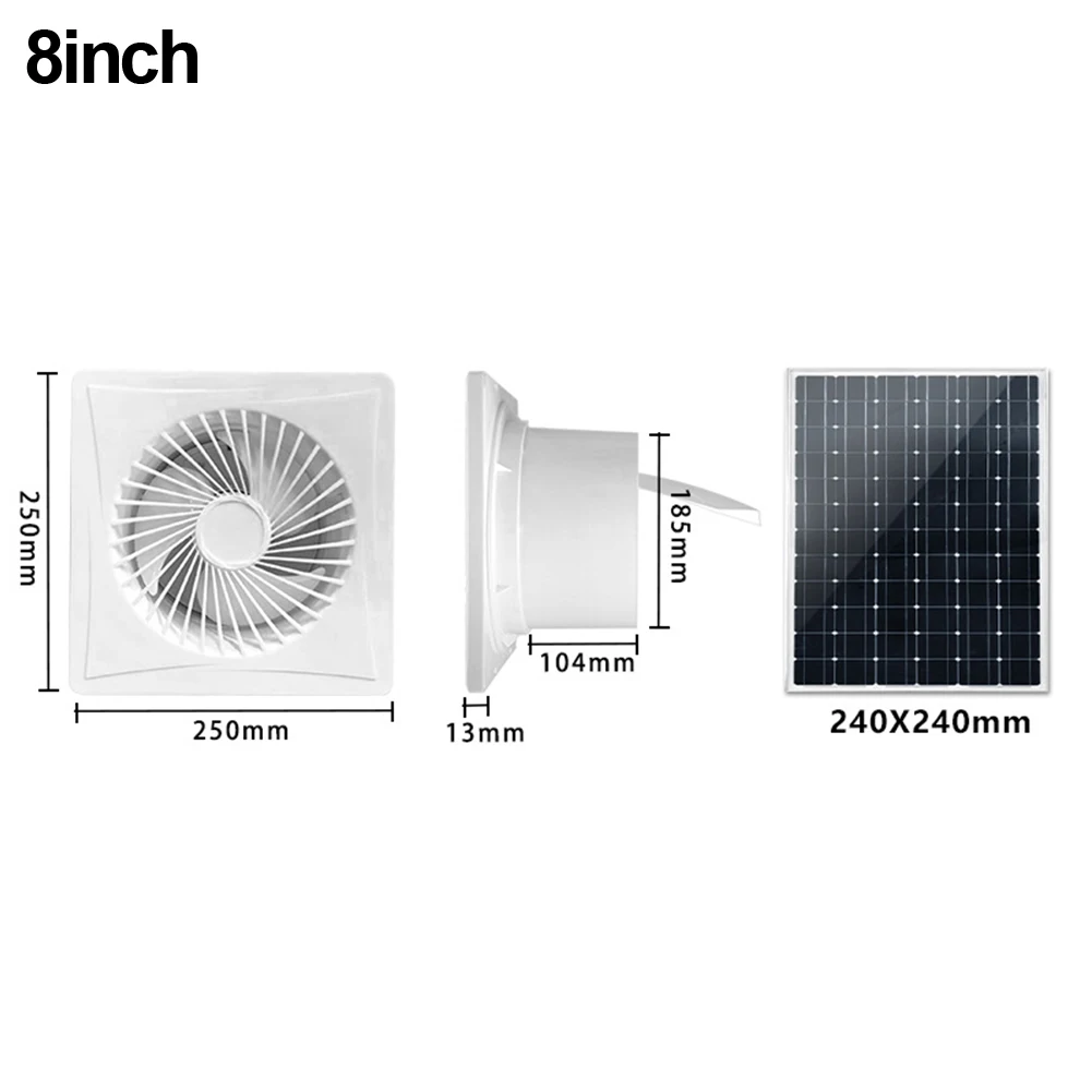 

Solar 12V Air Vent For Sash Wall Fan Energy-saving Exhaust Air Blower High Speed DC Exhaust Fan Kitchen Bathroom Exhaust Fan