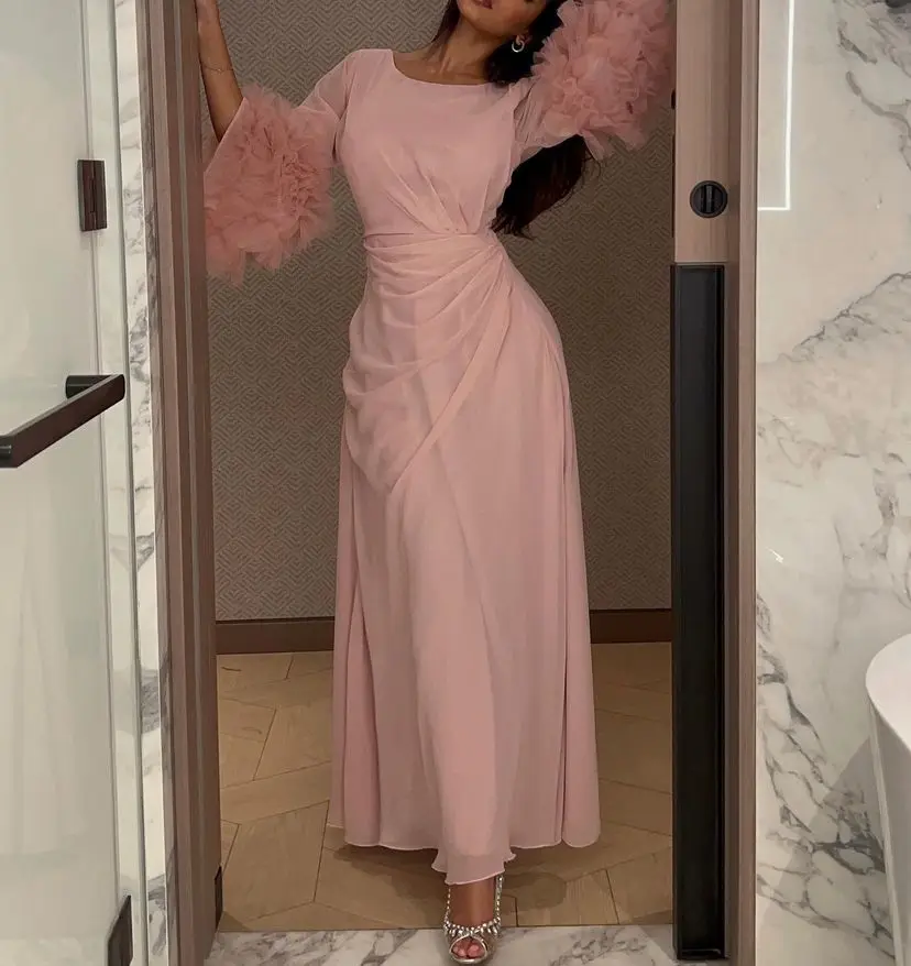 Sapmae O-neck Ruffle Sheath Floor-length Zipper Up Simple Pink Satin Elegant Prom Formal Evenning Party Dress For Women
Sapmae O-neck Ruffle Sheath Floor-length Zipper Up Simple Pink Satin Elegant Prom Formal Evenning Party Dress For Women