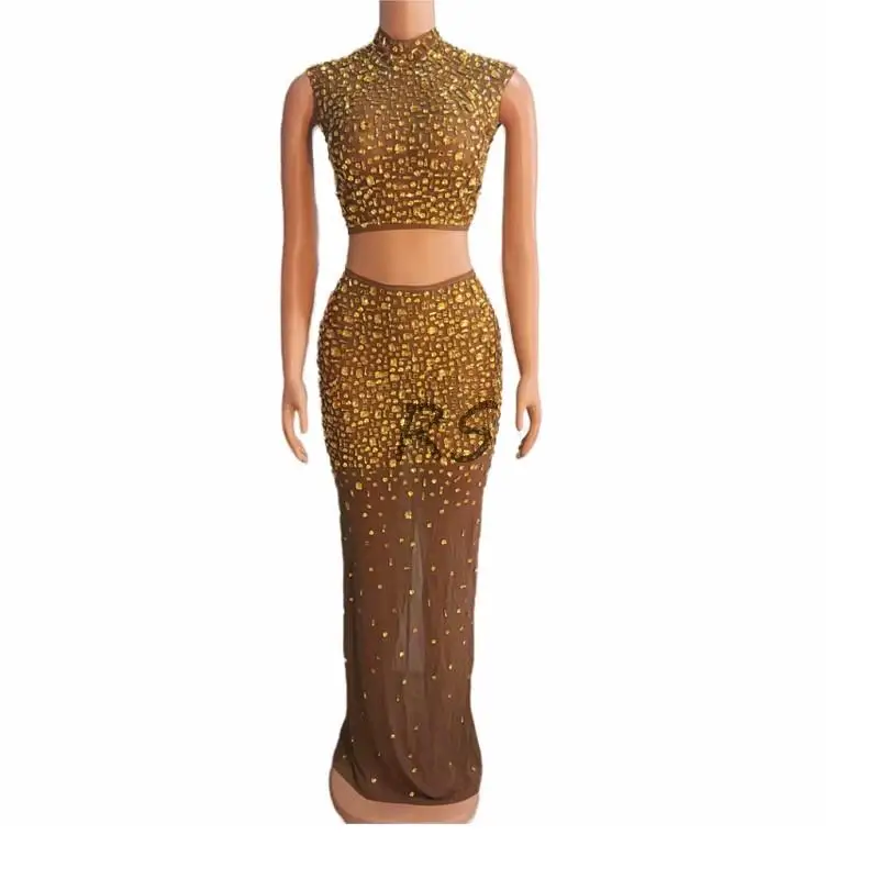 Dance Wear Dancer Prom Dress Birthday Costume 7 Colors Rhinestones Celebrate Sexy Transparent Outfit Top Skirt Set
Dance Wear Dancer Prom Dress Birthday Costume 7 Colors Rhinestones Celebrate Sexy Transparent Outfit Top Skirt Set