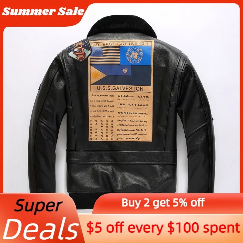 Black TOP GUN Winter Men's Pilot Jacket Military Style Europe Size Natural Thick Cowhide Aviation Genuine Leather Coats
Black TOP GUN Winter Men's Pilot Jacket Military Style Europe Size Natural Thick Cowhide Aviation Genuine Leather Coats