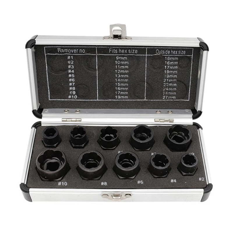 

Многофункциональный набор для снятия гаек ударных болтов, 10 предметов, с коробкой для хранения 9-19 мм