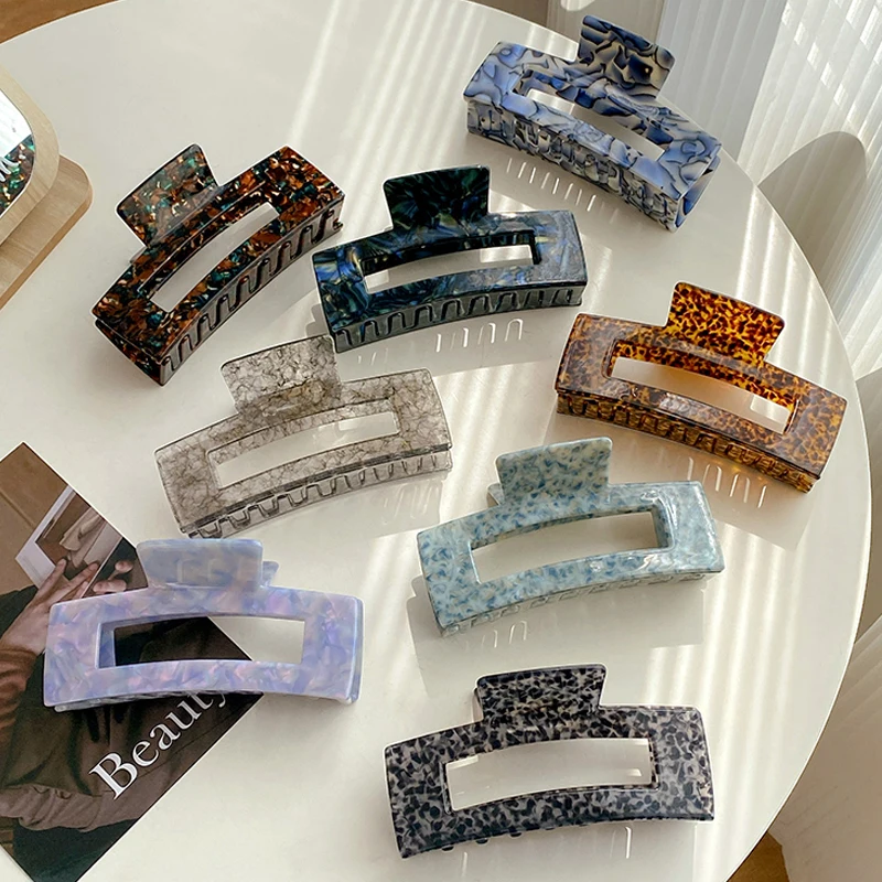 Hot Sale Retro 13CM Jumbo Marble Hair Claw Hair Accessories Fashion Rectangle Hollow Acetate Shark Clip For Women Girls
Hot Sale Retro 13CM Jumbo Marble Hair Claw Hair Accessories Fashion Rectangle Hollow Acetate Shark Clip For Women Girls