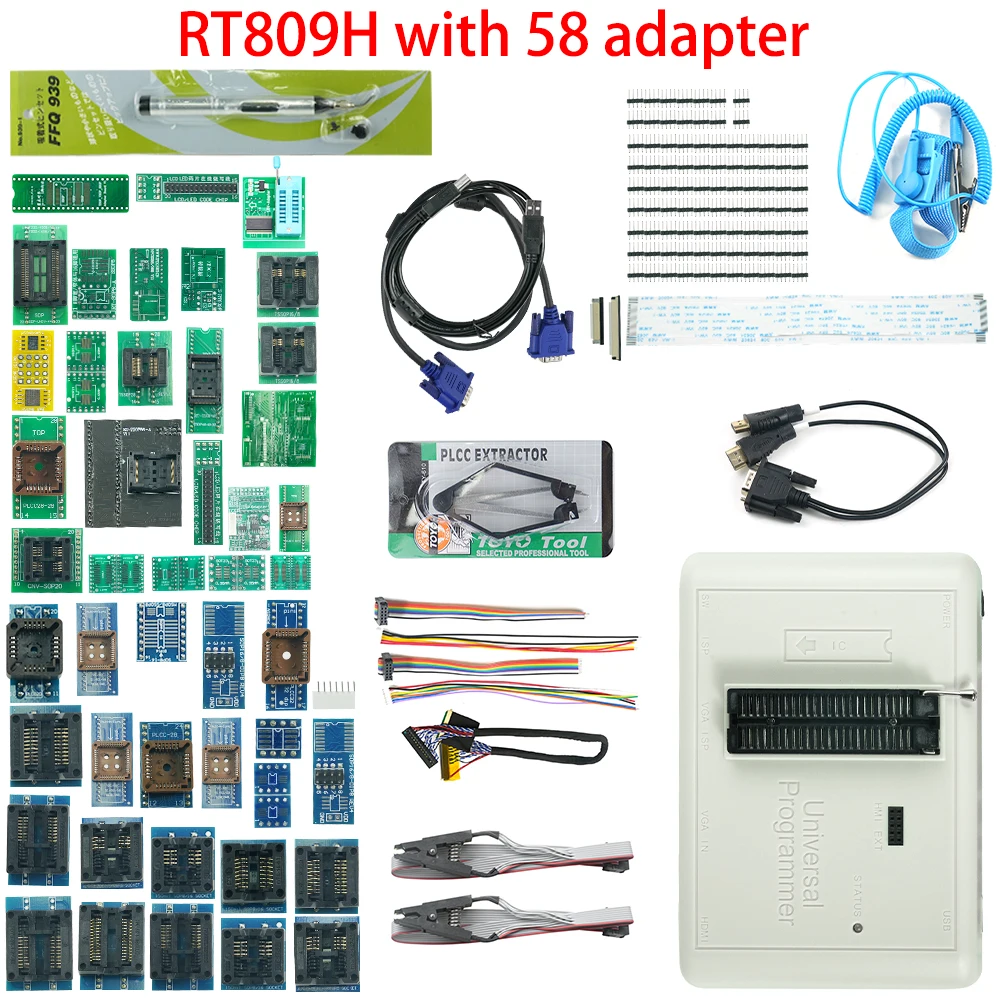 100% Original RT809H Programmer +58 Items Edid Cable EMMC-Nand Extremely Universal WITH CABELS Laptop PC Programmer
100% Original RT809H Programmer +58 Items Edid Cable EMMC-Nand Extremely Universal WITH CABELS Laptop PC Programmer