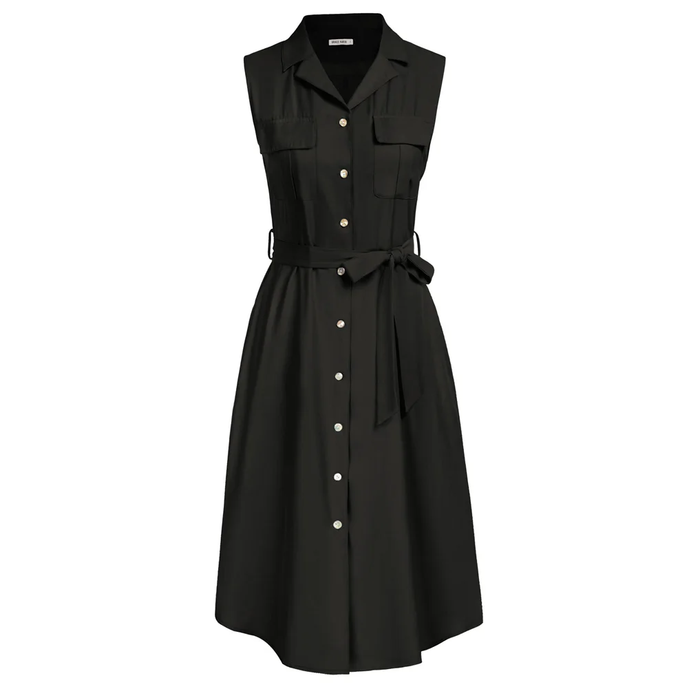 GK Women Lapel Collar Denim Dress With Belt Sleeveless Button Up A-Line Shirts Dress Elegant Lady Summer Streetwear OL Workwear
GK Women Lapel Collar Denim Dress With Belt Sleeveless Button Up A-Line Shirts Dress Elegant Lady Summer Streetwear OL Workwear