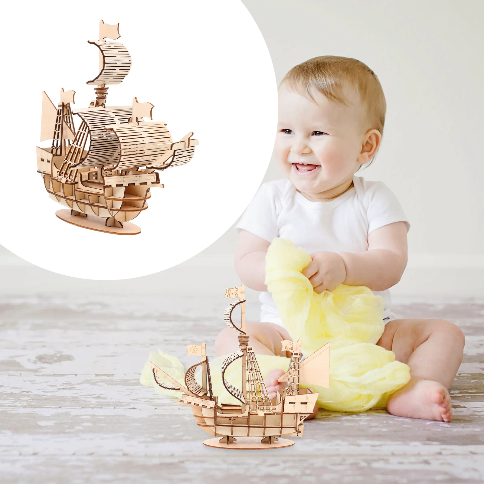 

Diorama Wooden Puzzle for Adults DIY Toy 3D Sailing Ship Suite Model Parent-child Puzzles Sailboat Assembled Craft