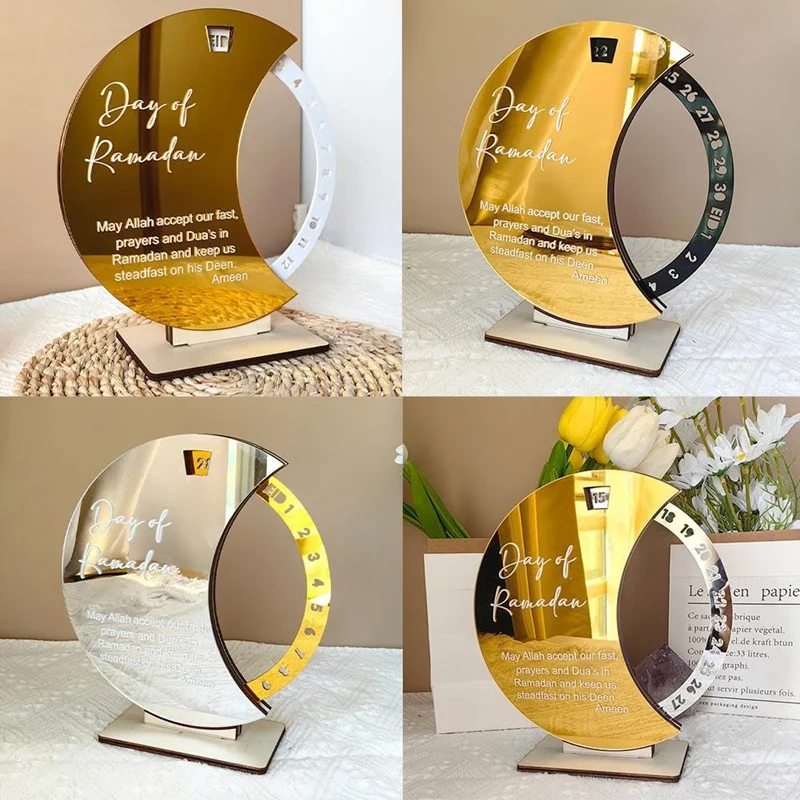 Календарь для Рамадана, календарь для Рамадана с обратным отсчётом, Mubarak, акриловое украшение в виде Луны, долговечное украшение для стола 
Календарь для Рамадана, календарь для Рамадана с обратным отсчётом, Mubarak, акриловое украшение в виде Луны, долговечное украшение для стола
