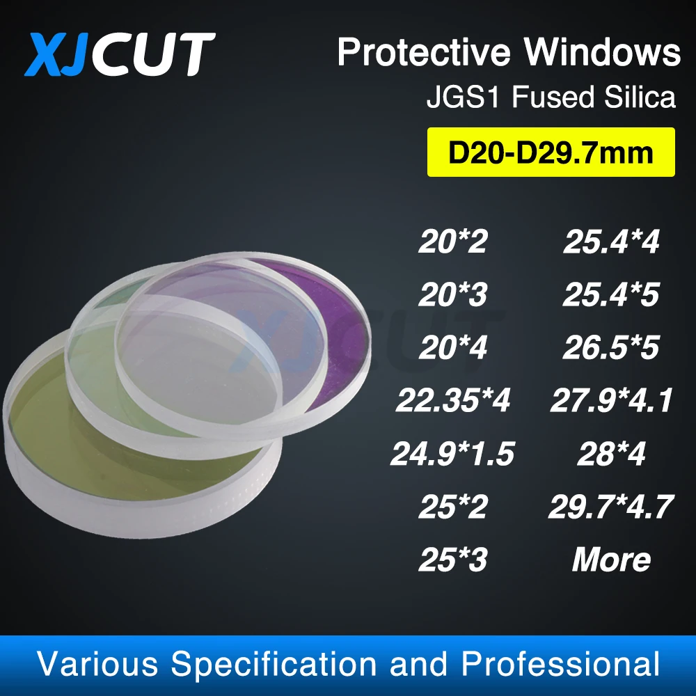 XJCUT Laser Protective Windows Dia20-29.7 Quartz Fused Silica Protection Lens For Precitec Raytools WSX Fiber Laser Head 1064nm
XJCUT Laser Protective Windows Dia20-29.7 Quartz Fused Silica Protection Lens For Precitec Raytools WSX Fiber Laser Head 1064nm