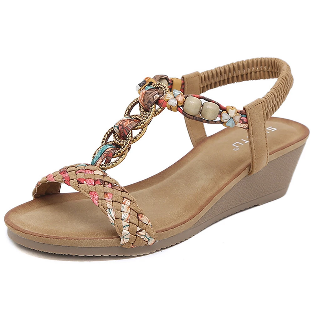 Women Wedge Sandals Summer New Bohemia Casual High Heels Sandals Fashion Female Peep Toe Metal Decoration Outdoor Beach Shoes
Women Wedge Sandals Summer New Bohemia Casual High Heels Sandals Fashion Female Peep Toe Metal Decoration Outdoor Beach Shoes
