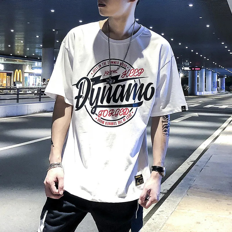 

Harajuku T shirt bf wind ulzzang loose short-sleeved Korean students ins half-sleeved Hong Kong style T-shirt tide men clothing