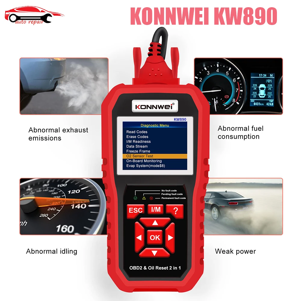 New Arrival KONNWEI KW890 OBD2 EOBD Scanner Car Battery Tester&Oil Service Light Reset 3 in 1 Function KW890 Car Diagnostic Tool
New Arrival KONNWEI KW890 OBD2 EOBD Scanner Car Battery Tester&Oil Service Light Reset 3 in 1 Function KW890 Car Diagnostic Tool