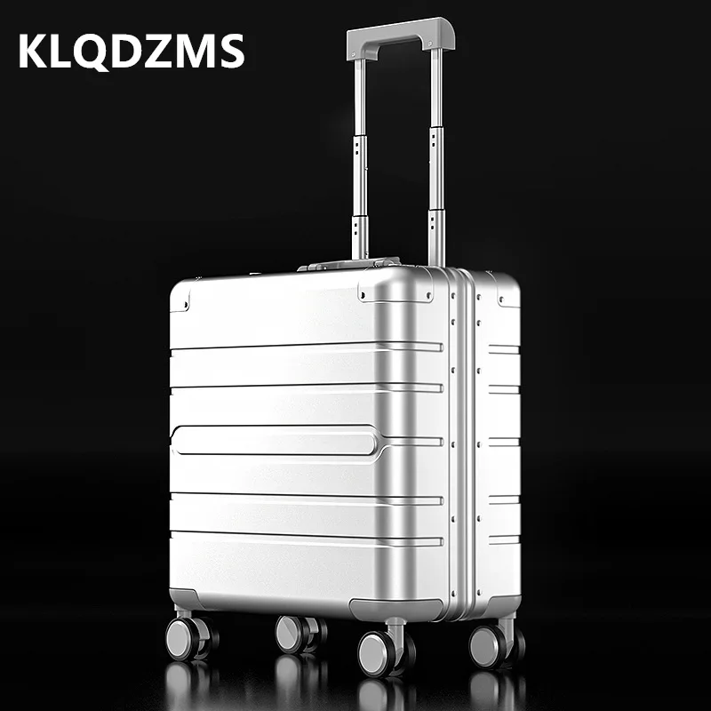 

KLQDZMS Luggage Travel Bag 18 Inches All Aluminum Magnesium Alloy Boarding Box Men's Trolley Case Business Password Box Suitcase