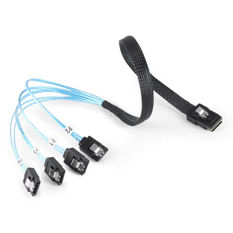 Mini SAS to 4 SATA Cable 36Pin SFF-8087 Host/Controller to 7Pin SATA Target/Backplane Compatible with PERC H310 RAID Controller
Mini SAS to 4 SATA Cable 36Pin SFF-8087 Host/Controller to 7Pin SATA Target/Backplane Compatible with PERC H310 RAID Controller