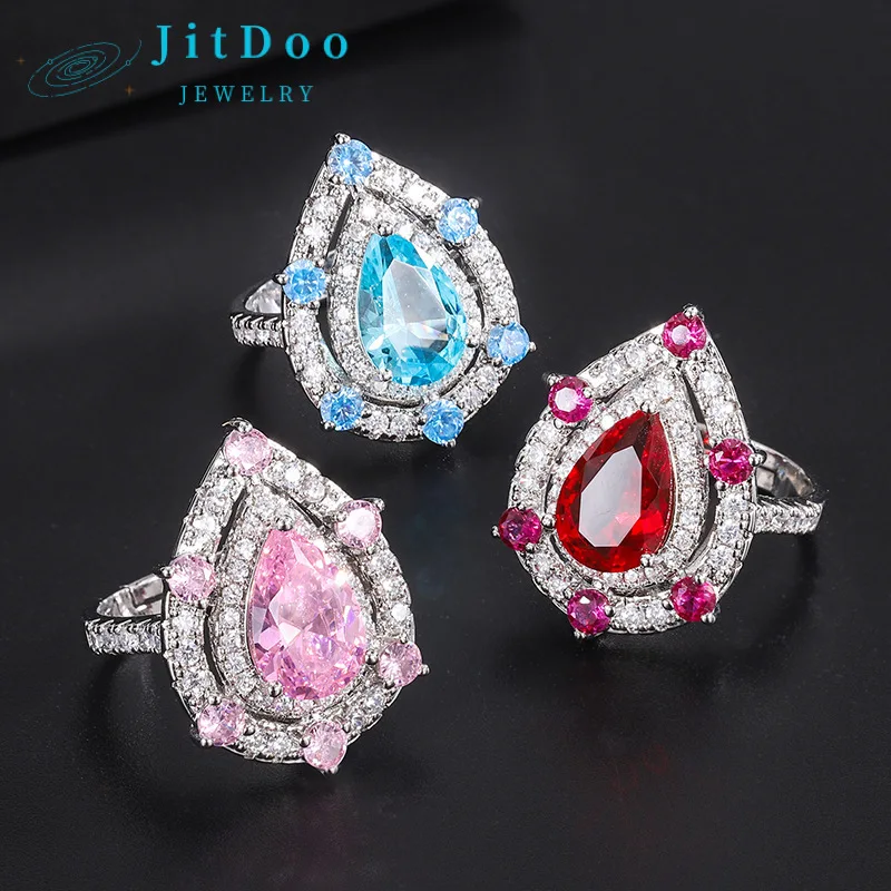 JitDoo 2023 925 Silver Luxury Diamond Rings For Women Water Drop Type Pink Zircon Ring Party Wedding Temperament Jewelry Gift
JitDoo 2023 925 Silver Luxury Diamond Rings For Women Water Drop Type Pink Zircon Ring Party Wedding Temperament Jewelry Gift